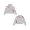 Unisex Streetwear Hooded Zip-Up Sweatshirt With 3D Floral Print Loose Fit Long Sleeve Pullover