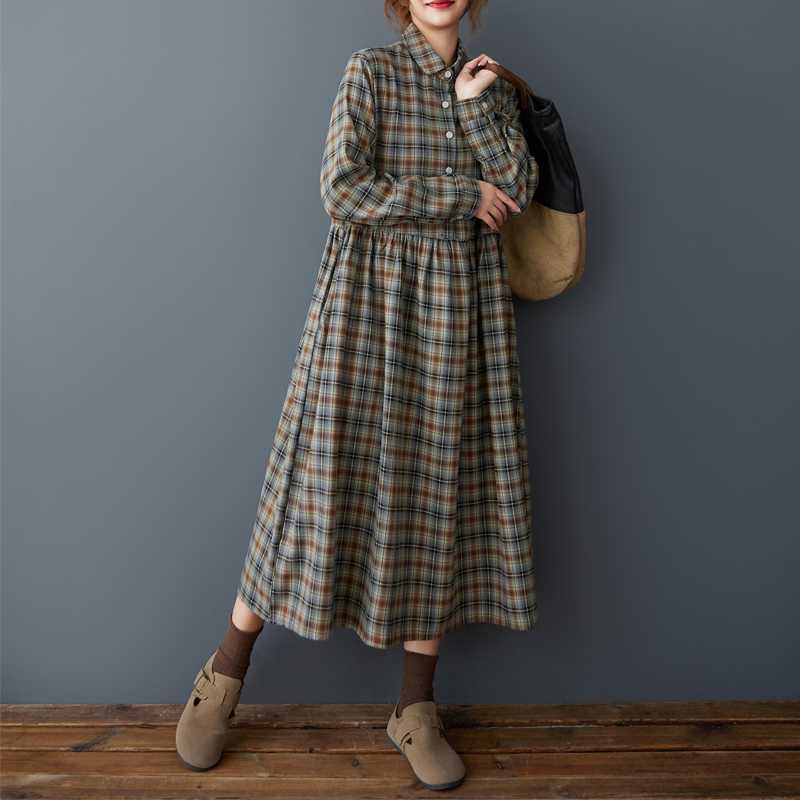 Damen Locker Retro Warm und Schlankmachendes Midikleid