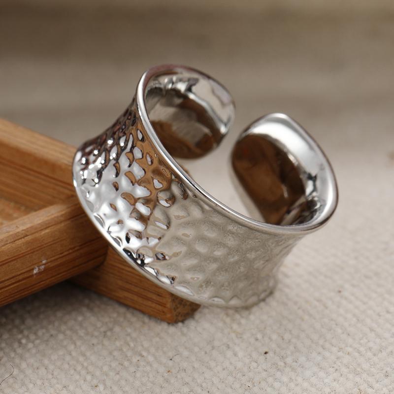 Simple  Silver Color Metal Die Casting Pattern Adjustable Rings for Women Anniversary Party Jewelry
