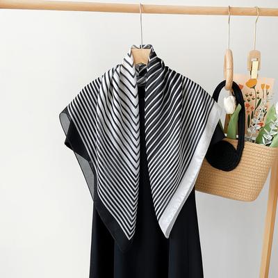 Spring and Summer Thin Color Combination  Large Square Scarf  Women's Versatile Design Commuting  Sun Protection  Fashionable Scarf  Gauze Scarf