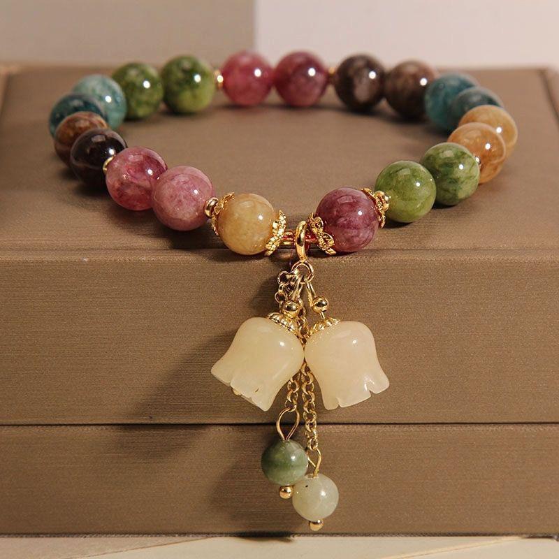 

Rainbow Tourmaline Orchid Pendant Bracelet for Women