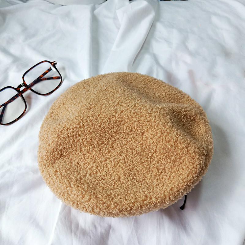 Beret Warm Wool Winter Beanie Hat Cap Vintage Plain Beret Hats Solid Color Lady Winter Warm Caps