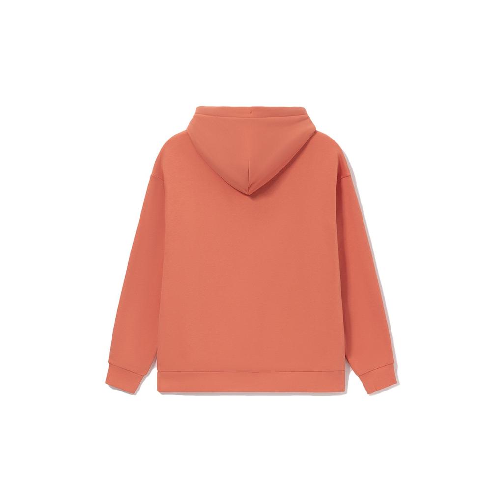 Li-Ning Embroidered Logo Loose Fleece-Lined Hoodie Men Tops Brick-Red AWDRD42-11