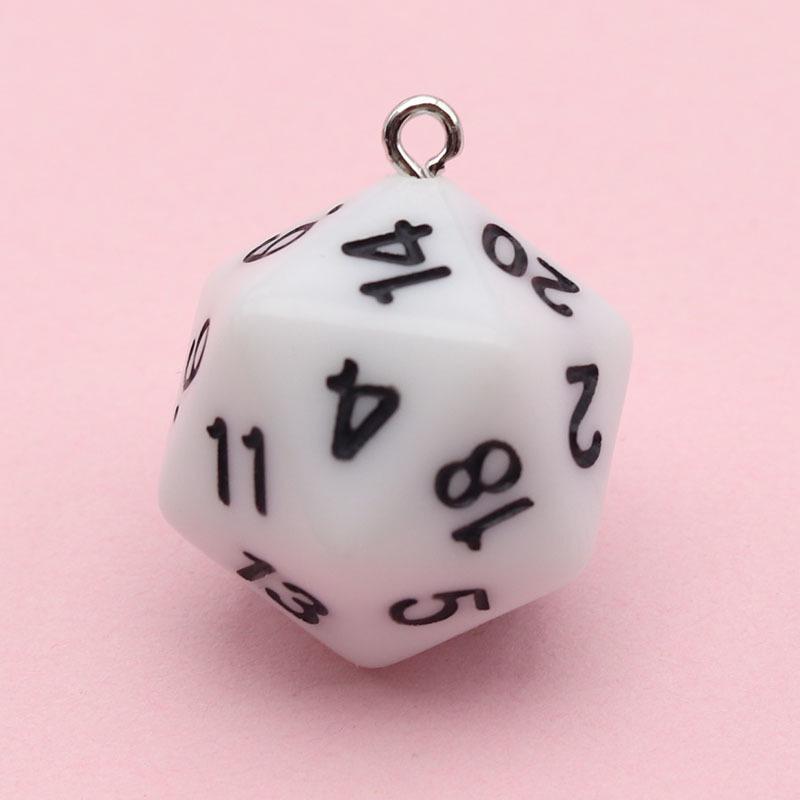 20-Sided Colored Transparent Acrylic Dice Pendant Keychain for DIY Jewelry