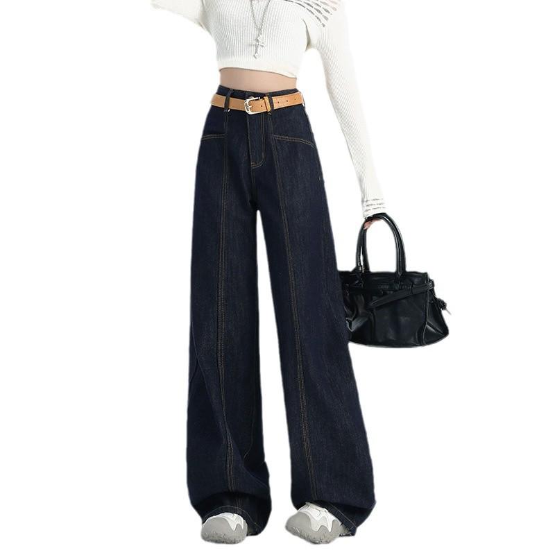 Women's High-Waist Denim Wide-Leg Jeans - Summer 2025, Slim Fit, Lightweight, Loose Straight Pants