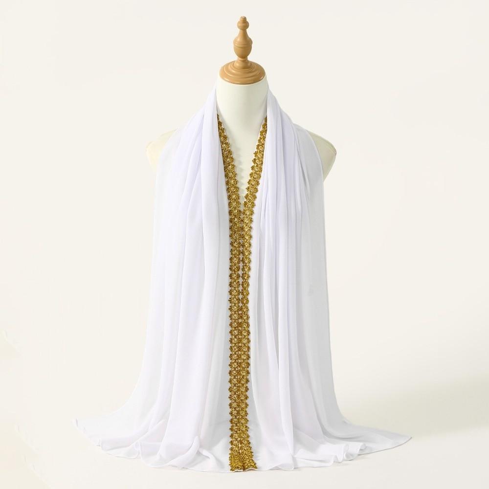 Golden Wave Modest Covering Scarf Chiffon Material Shawl Wrap New Eid al-Fitr Hijab  Arab Style
