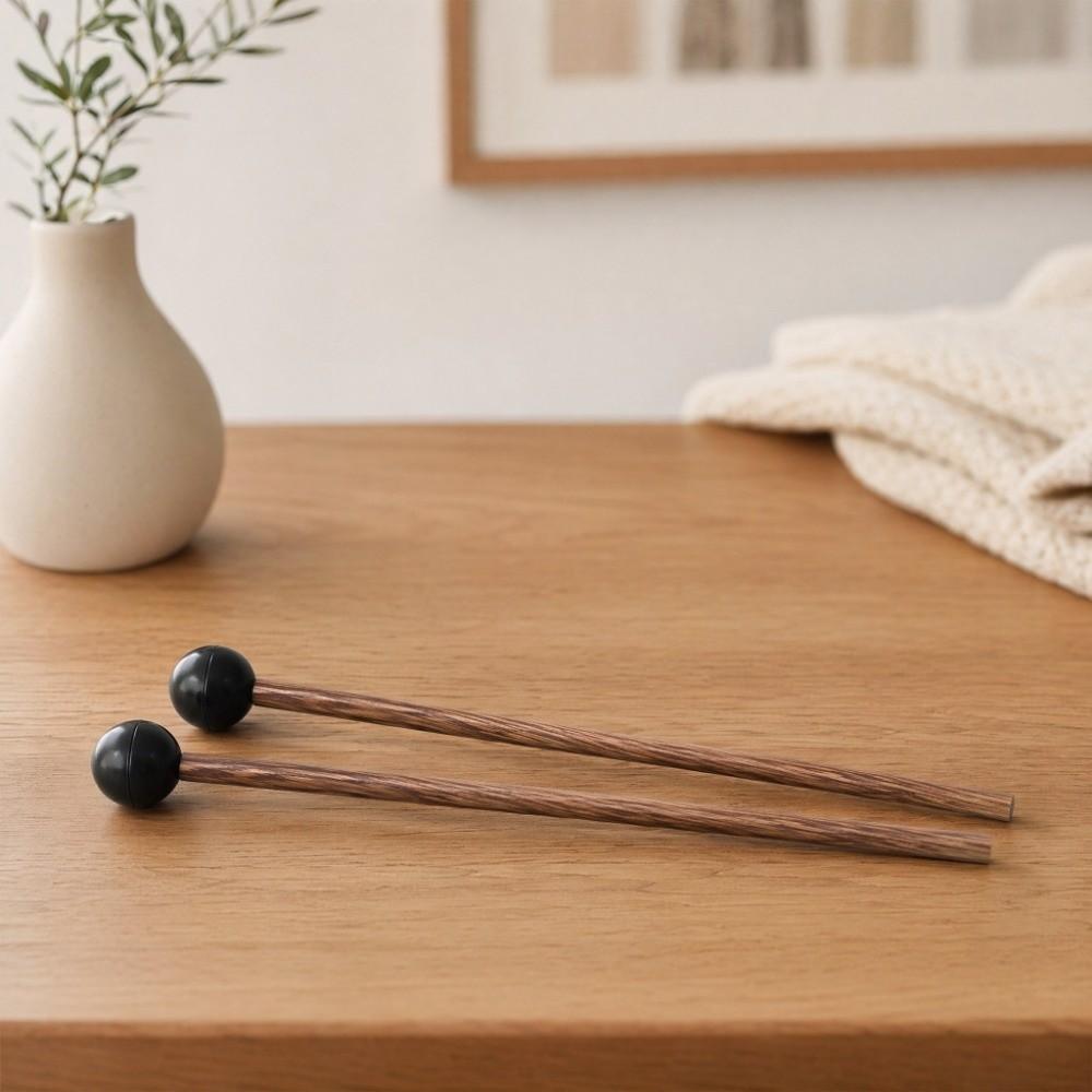 2Pcs/Set Wooden Handle Tongue Drum Sticks Silicone Drumstick Wooden Drum Hammer Musical Instrument