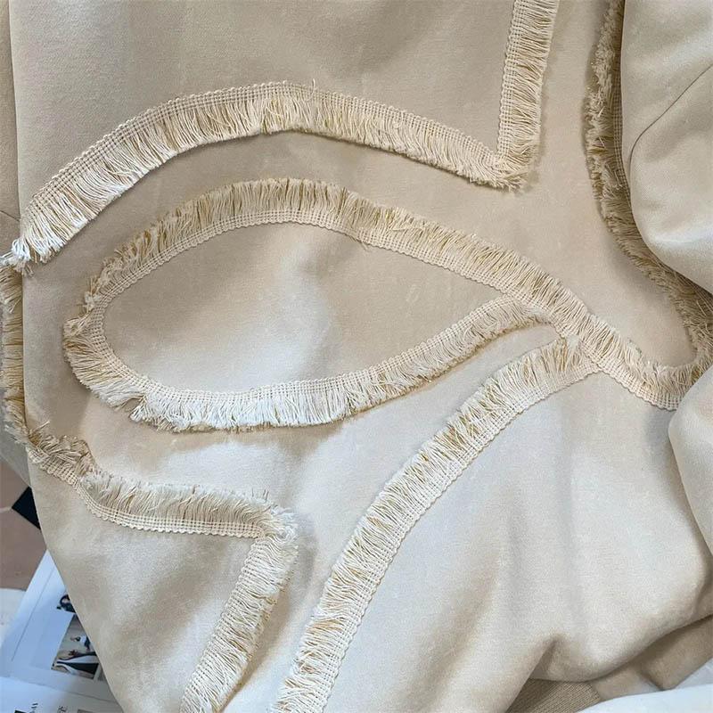 Baumwollgepolsterter Pullover für Damen, Herbst und Winter, warm, locker, Schößchen-Pullover, Oberteil, bequem, lässig, lockeres Sweatshirt