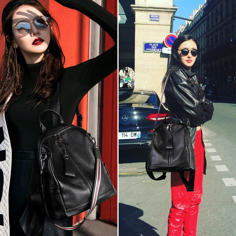 Women's Fashionable and Versatile Leather Backpack, Top Layer Cowhide, High-end Feel, Large Capacity Backpack for Women
