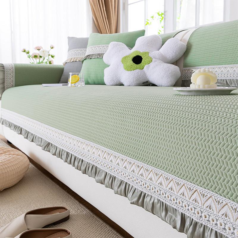Summer French Cold Bean Sofa Cushion New Cool Feeling Ice Silk High Feeling Summer Non-slip Cover Cloth Towel