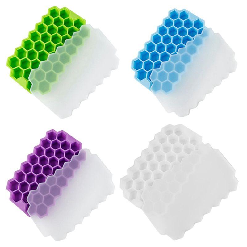 

ABJI-8-Pack Multicolor 37-Cavity Reusable Silicone Ice Cube Molds With Removable Lids різнокольоровий