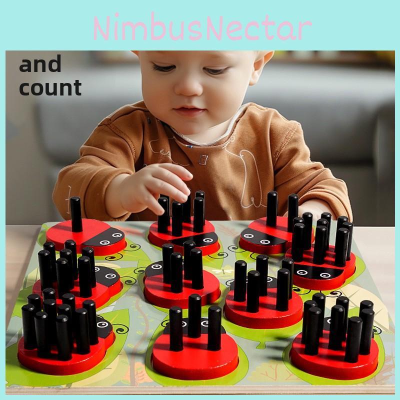 Insect Ladybug Wooden Number Matching Game Toy For Kids Learning Parentchild