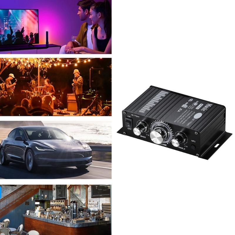 High Fidelitys Bluetooth-compatible Audios Amplifier With 2.0Channel Output Adjustable Basses Trebles Control For Car Home