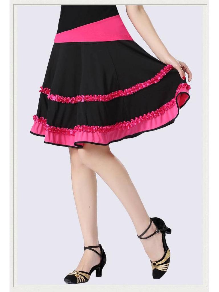 2025 Dame Sommer Latin Kort Firkantdans Skjørt Kostyme