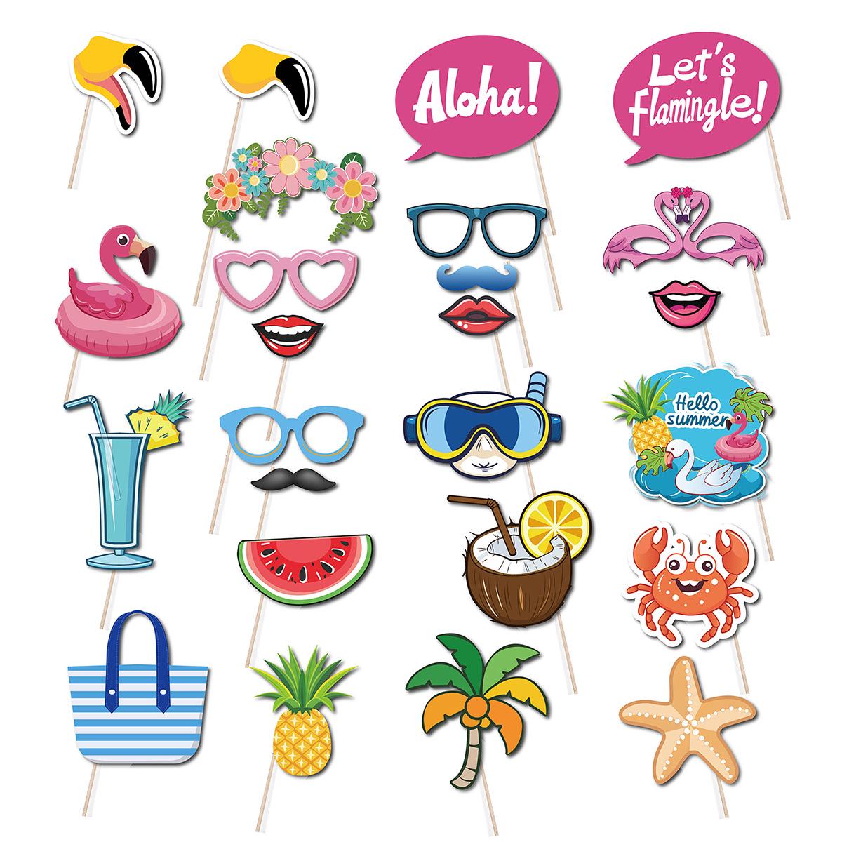 Aloha Flamingo Summer Pool Party 25-Piece Photo Prop Set