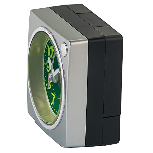 Seiko Clock Vekkerklokke Bordklokke Analog Lys Konsentrerende Resin Skive Sølv Metallisk 65 x 64 x 38mm PYXIS NR450S