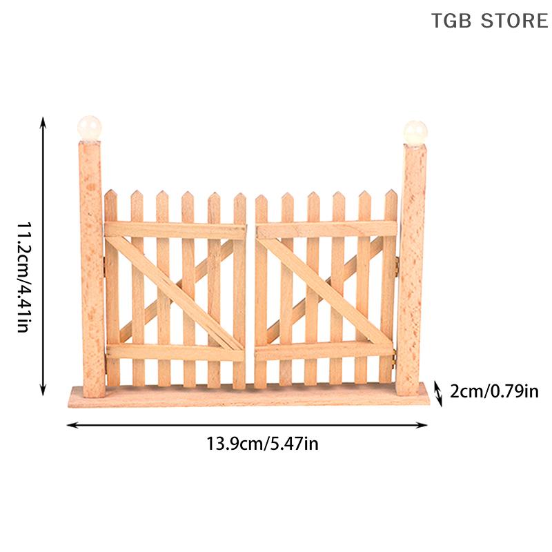 1/12 Wood Fence Gate Model Miniature Fairy Garden Door Dollhouse Simulation Furniture Decoration Toys