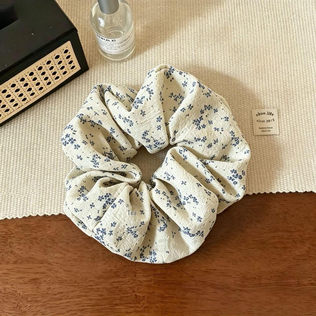Early Spring 2025 Sea Salt Blue High-End Large Intestine Hair Tie - Brightens Skin, Lazy Style Hair Flower, New Accessory.