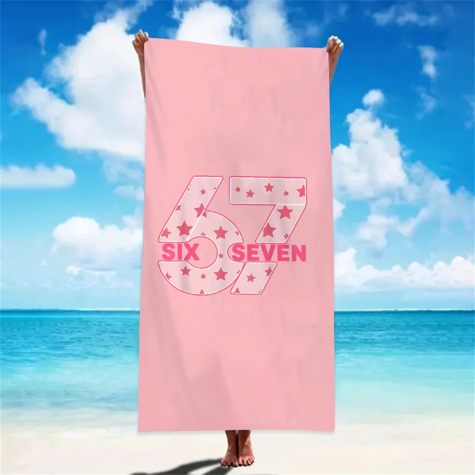 

Girly 67 Meme Beach Towel Pink Star Bow Pattern Absorbent Lightweight Towel Ideal for Vacation Swimming Bath Accessories W30*H60(CM)