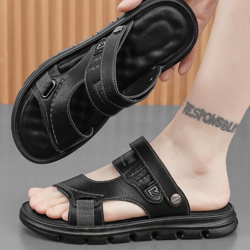 Sandals Men's 2025 Summer New Men's Simple Style Casual Wading Trend Soft Sole Dual-purpose Non-slip One-word Sandals