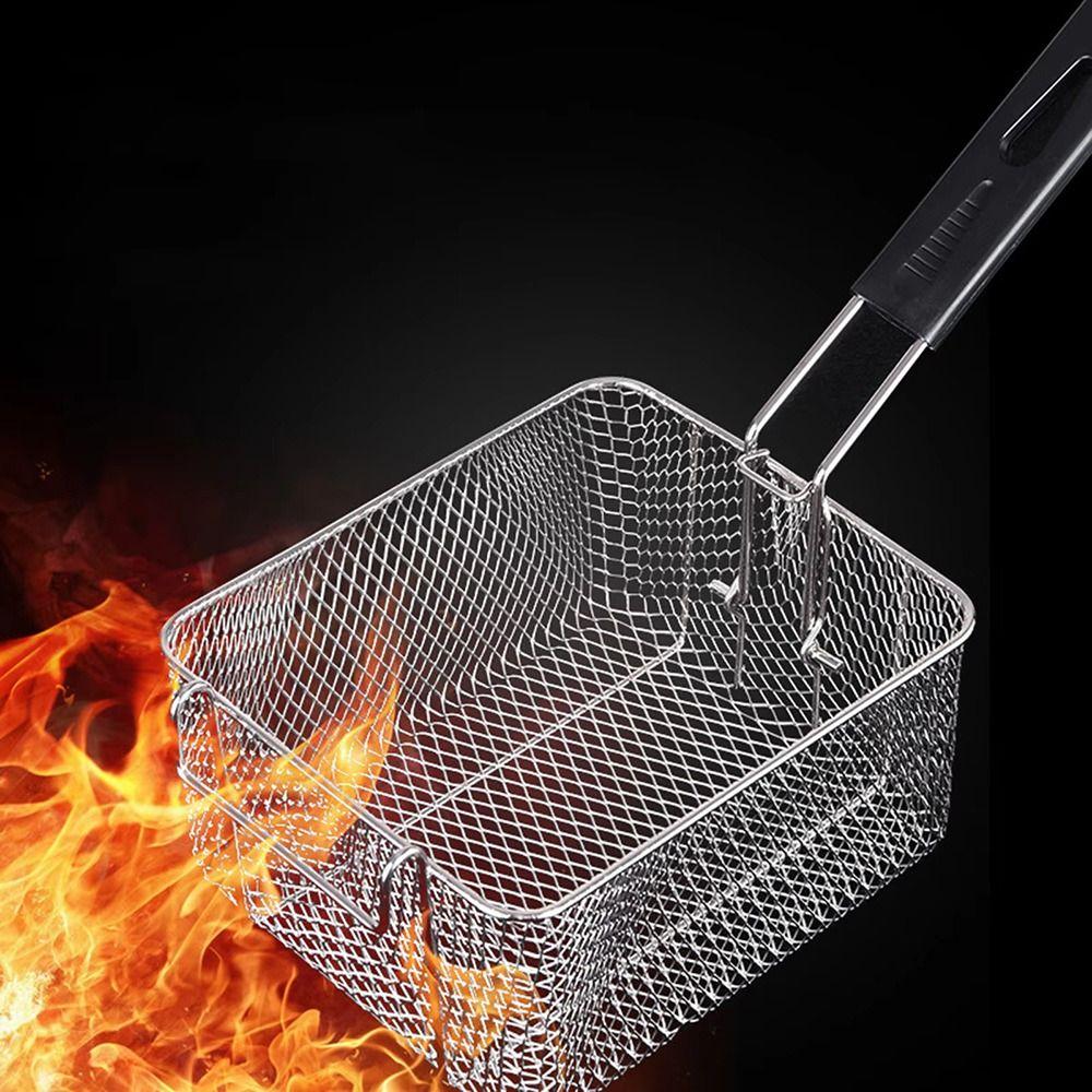 Plasă de prăjit agățabilă Plasă pătrată de filtrare Cadru durabil pentru cartofi prăjiți pentru prăjit pui cartofi prăjiți