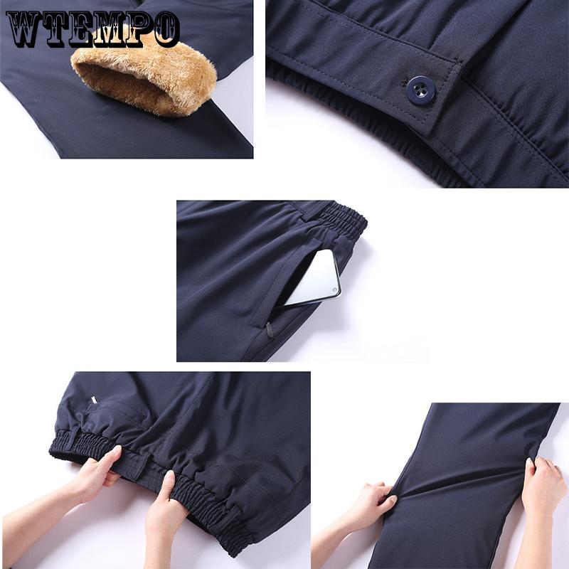 Winter Padded Outer Wear Cotton Pants Men's High Waisted Large Size Warm Pants Lambswool Cold Weather Pants for Men