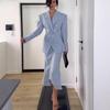 European & American Double-Breasted Slim Fit Women's Skirt Suit - Elegant Commuting Style