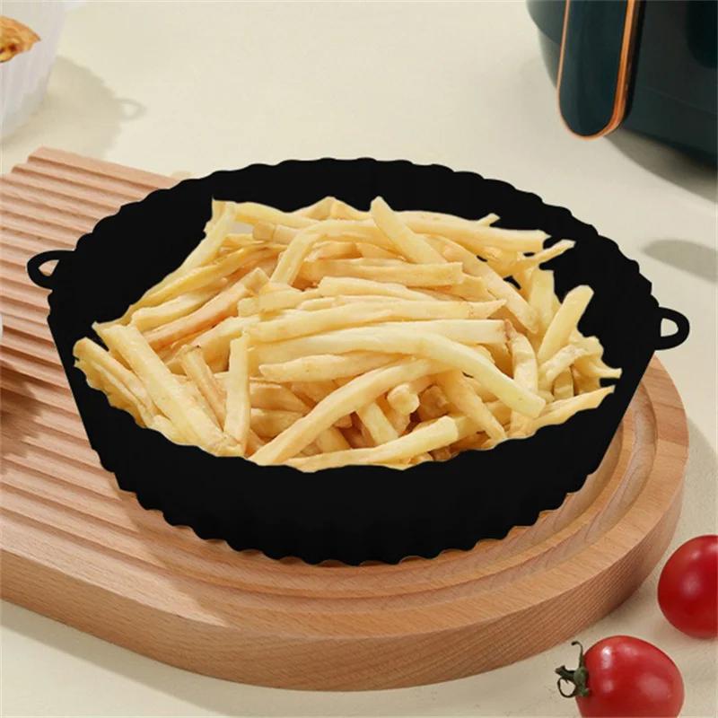 Silicone Basket Pot Tray Air Fryer Baking Tray Circular Air Fryer Liners Food Grade Non Stick Air Fryer Basket Reusable Oven Mat