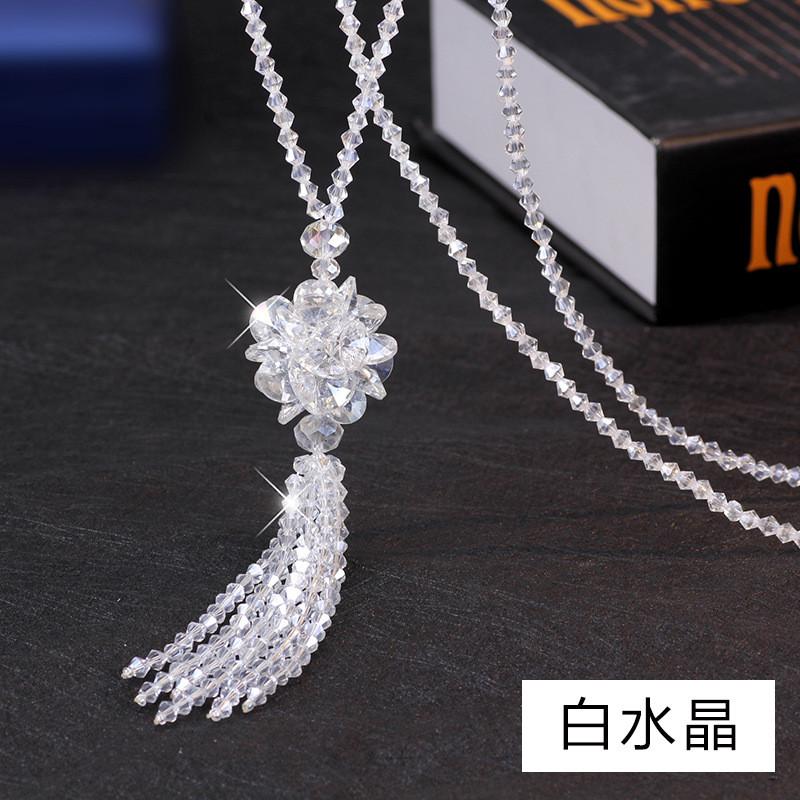 Crafted Beautifully Long Ethnic Crystal Necklace For Women With Stunning Detail Tassel