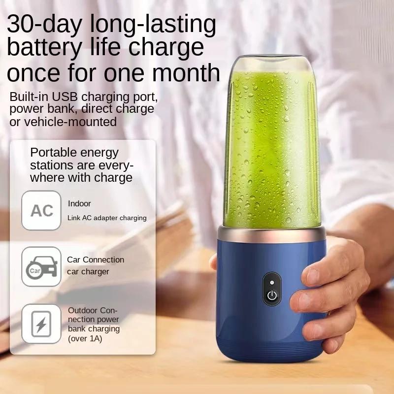 Portable Electric Fruit Juice Blenders 400ml Personal sized Mini Bottle Home USB rechargeable 6 Blades blender Machine Summer