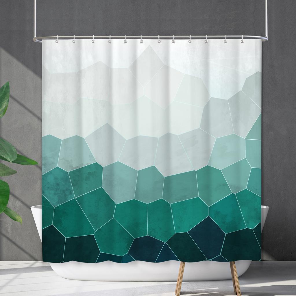 Shower Curtain Waterproof And Mildew-Proof Line Lattice Bathroom Striped Bathroom Curtain Shower Curtain Partition Curtain Free Of Punching