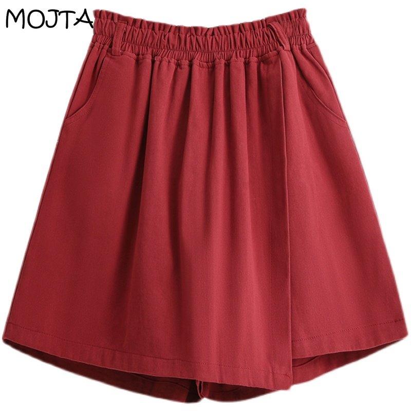 MOJTA Women's High Waist Loose A-line Skirt Spring Autumn Plus Size Elastic Casual Short Skirt