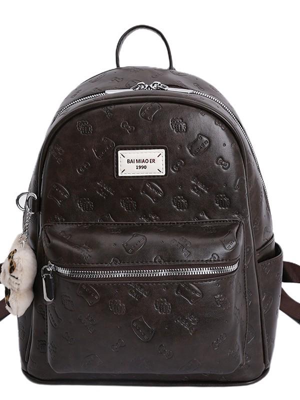 Korean Retro Light Luxury Women's Large-Capacity Cartoon Embossed Commuter Backpack