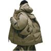Adidas Originals X Hamcus FW23 Solid Color Three-Stripe Logo Zip-Up Hooded Down Jacket Unisex Outerwear Khaki IY5050