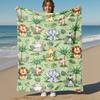 1PC Jungle animalsOutdoor Flannel Blanket - Soft Plush Decor for Picnics, Camping, Bedroom, Playroom, Office, or Lunch Break 1356A