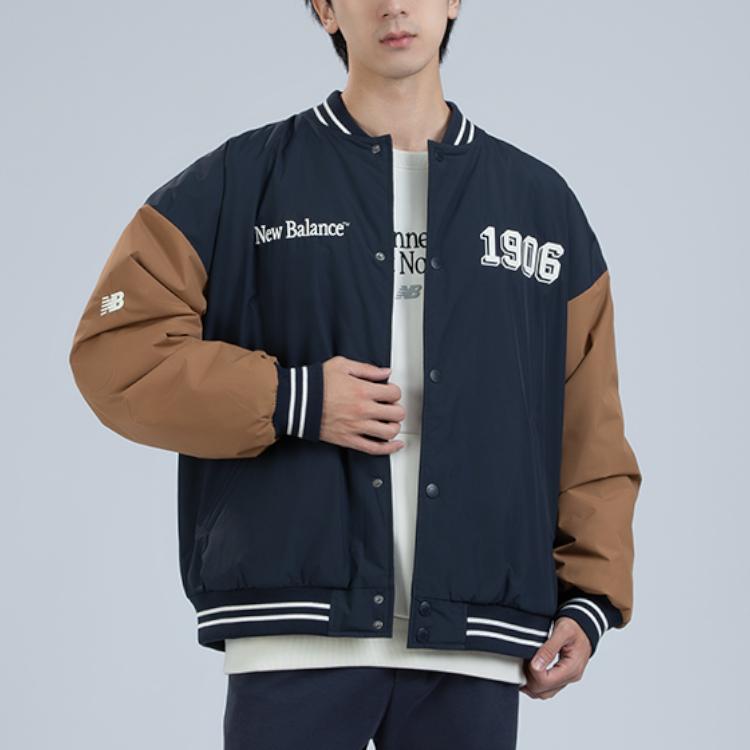 New Balance Baseball Jerseys Men's Navy Blue Baseball Collar Moderate Straight Fit AMJ34309-ECL