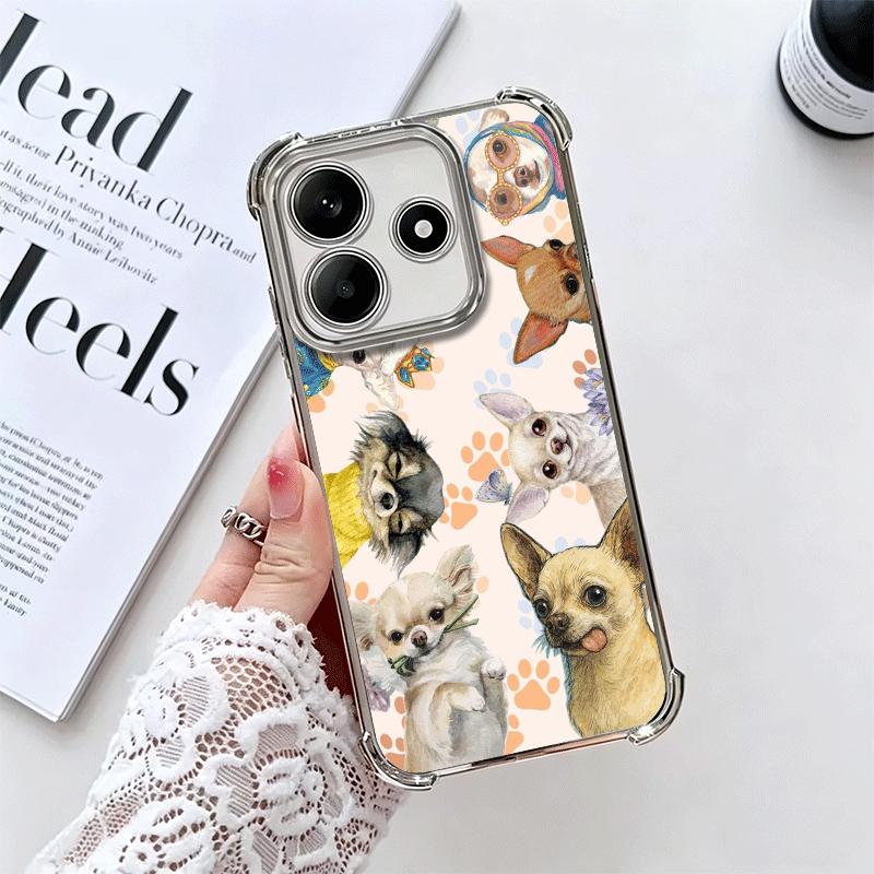 Chihuahua Puppy Teacup Dog Plating Phone Case For Xiaomi Redmi Note 14 15 Pro Plus 13 12 11 11S 11T 10 9S 9 5G Anti-Fall Airabag
