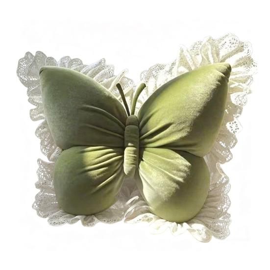 Dekorativní motýlí polštář Sametový motýlí přehozový polštář s krajkovou ozdobou Polštář na pohovku do auta Domácí dekorace Dárek k kolaudaci, k narozeninám