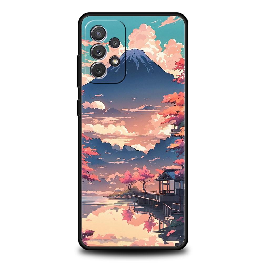 Japanese Anime Landscape Art Phone Case For Samsung A15 A13 A35 A55 A51 A71 A41 A31 A21S A03S A05 A23 A25 A33 A53 A73 5G Cover