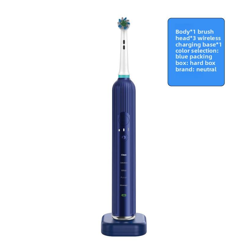 Rotating Electric Toothbrush Flat Replacement Long Battery Life Wireless Ultrasonic