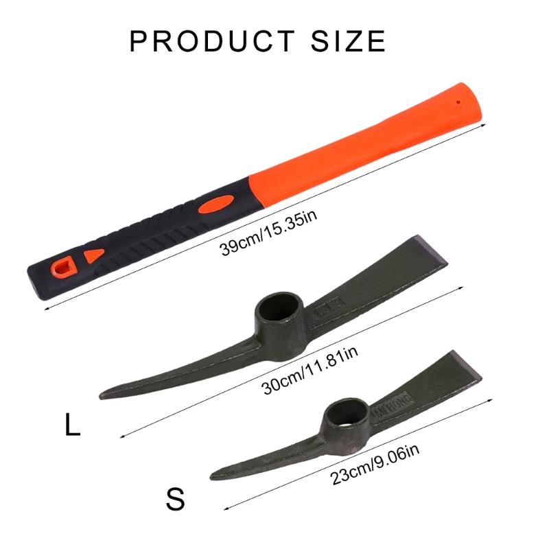 Garden Pick Mattock, Fiberglass Handle, for Soil Breaking Planting Camping Landscaping Home Excavation Trail Maintenance