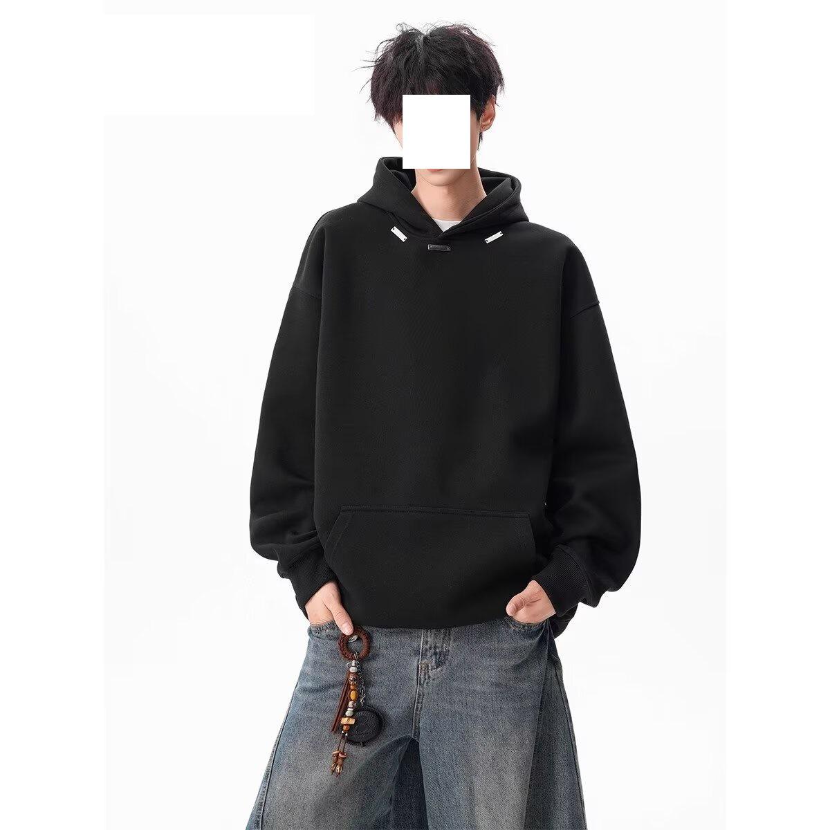 Men s Heavyweight Hooded Sweatshirt: Trendy, Loose-Fit, Versatile Jacket for Autumn/Winter M