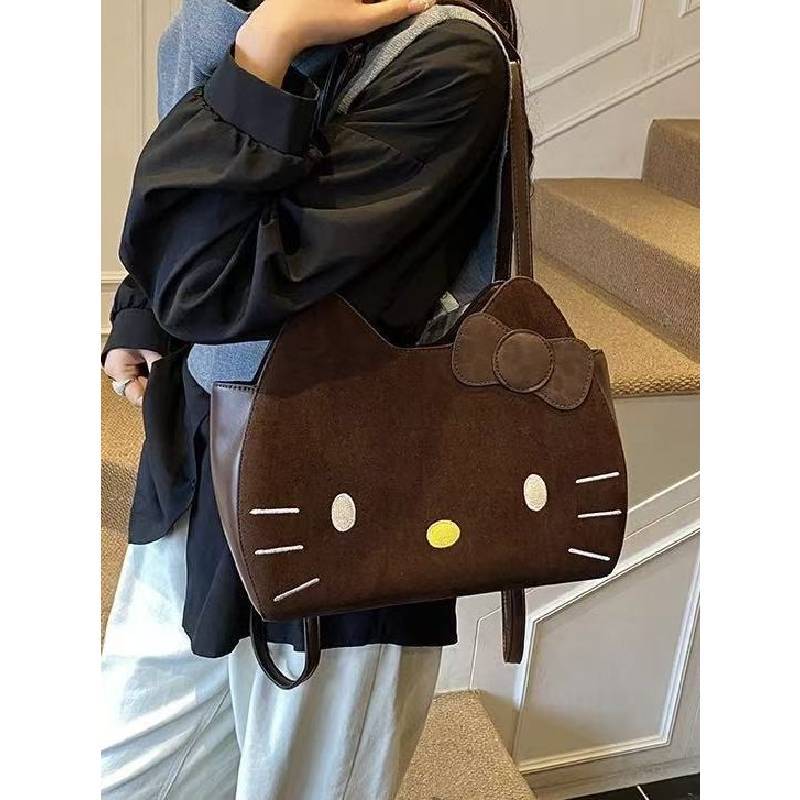 Hello Kitty Vintage Leopard Pattern Backpack With Pu Materialcompact Storage For Women