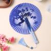 Folding Paper Fan With Traditional Floral Pattern Vintage Round Hand Held Paper Fan Group Fan Antique Chinese Style Fan Home