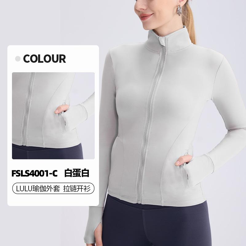 Spring And Summer New Long-Sleeved Yoga Clothes Women'S Nude Stand-Up Neck Zipper Sports Jacket Running Fitness Top