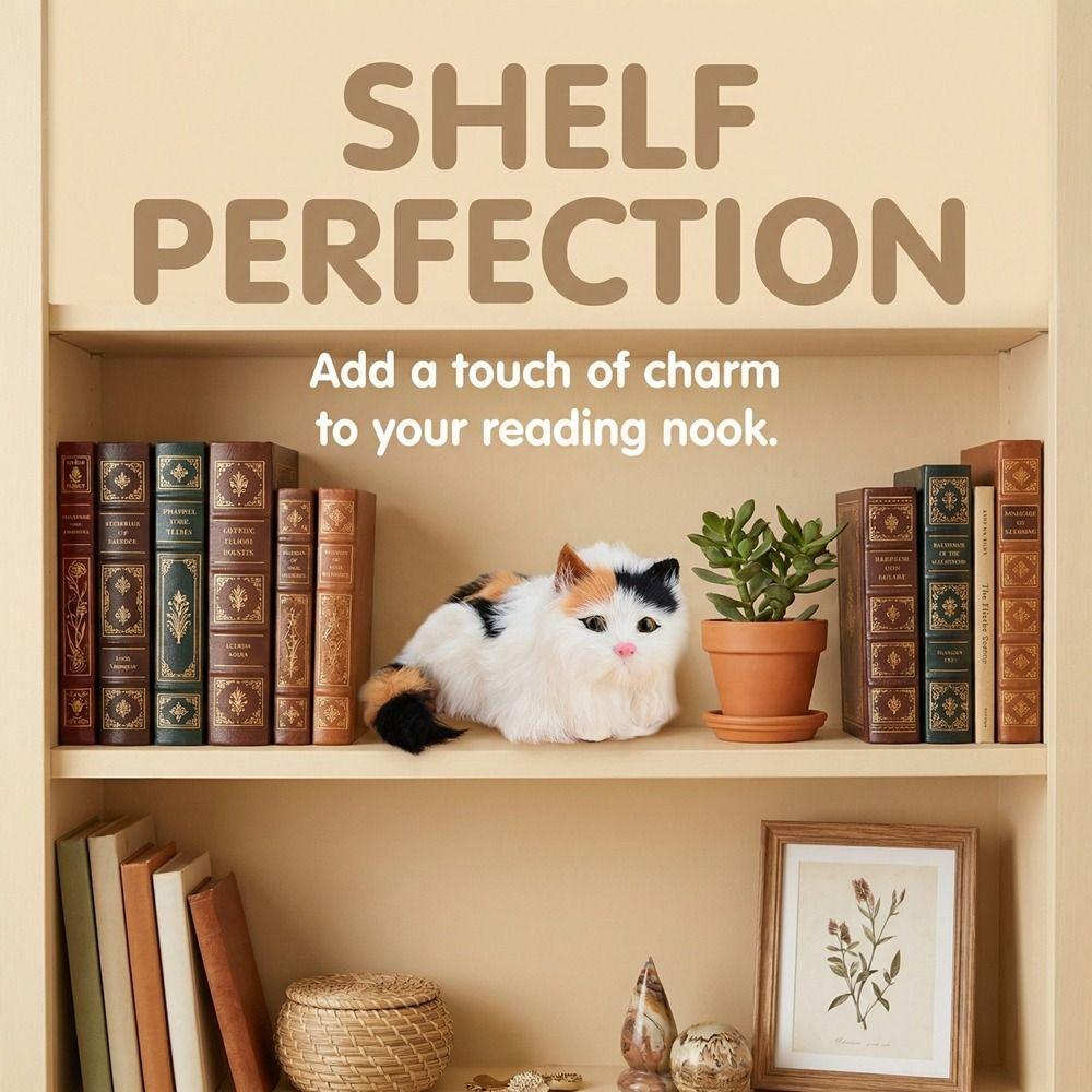 Cartoon Simulation Cat Doll Cozy Fluffy Desktop Decoration Realistic Kitten Decoration  Collectible