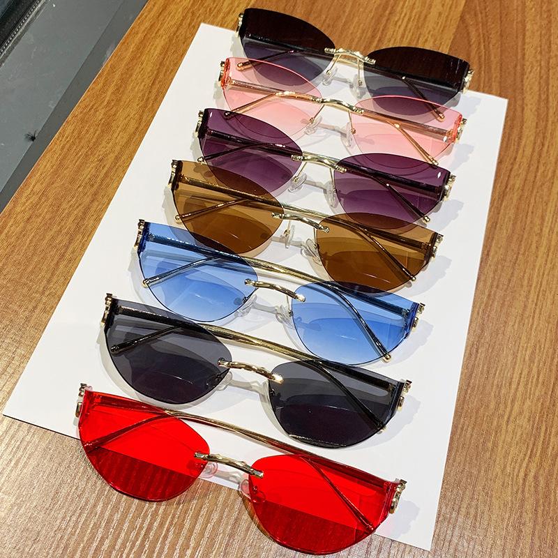 Luxury Brand Fashion Sexy Cat Eye Sunglasses Rimless Women Men Designer Sun Glasses Gradient Shades Uv400 Oculo Eyewear