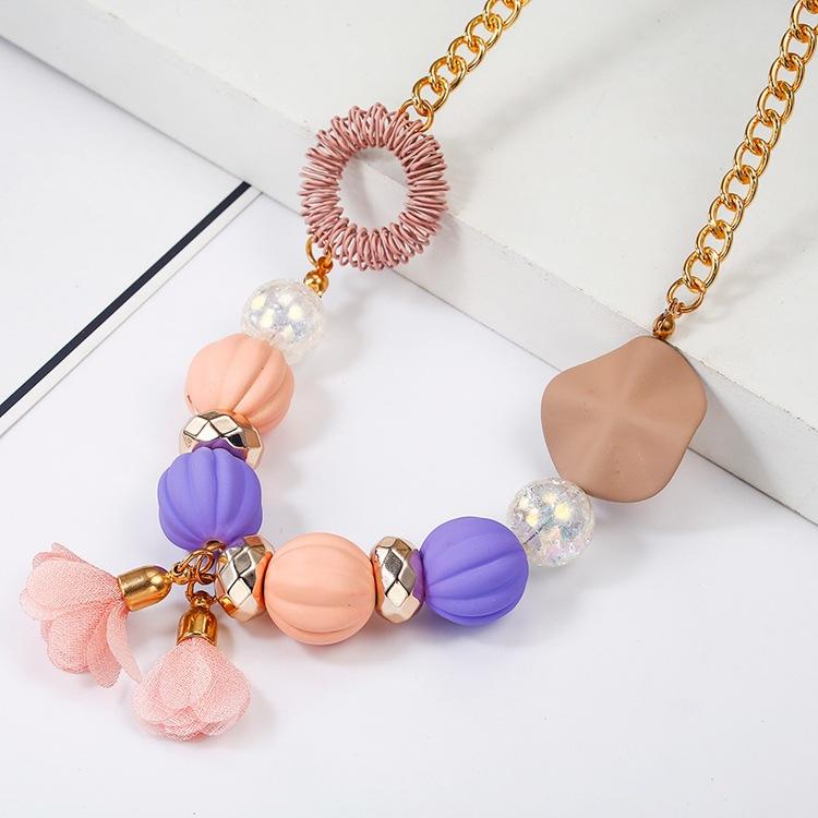 JMXD-Pumpkin Bead Necklace Women, Flower Pendant Accessories, New Accessories, Fashion Accessories