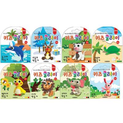 Kippum Kids Clay Mini 8-piece Animal Making Set, Mixed Colors, Korean Toy Supplies