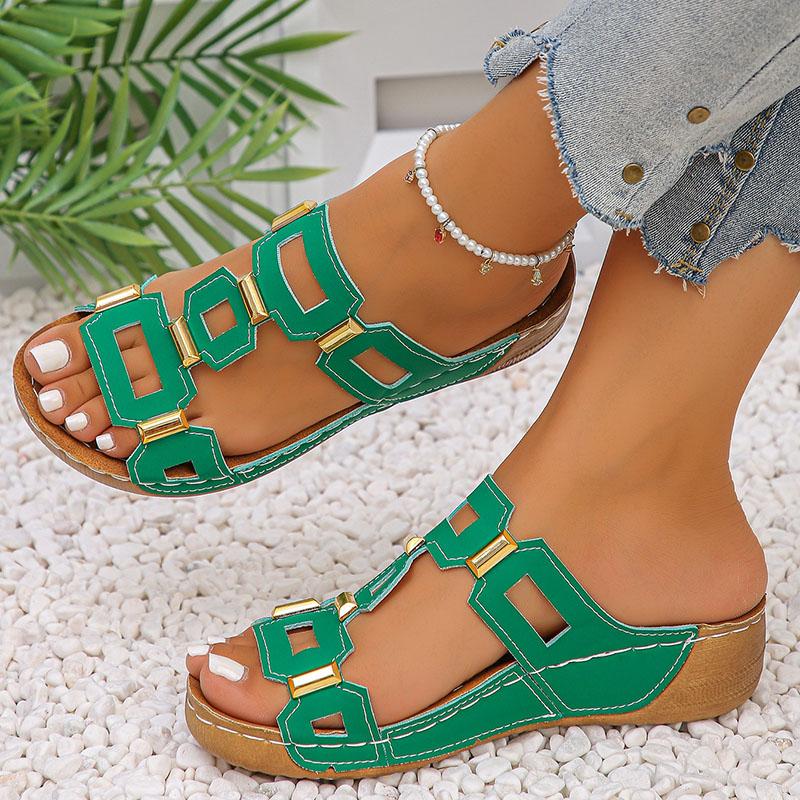 Large Size Roman Style Women's Sandals Open Toe Beach Slippers  Summer Wedges Comfortable Outdoor Slip-On Shoes for Women